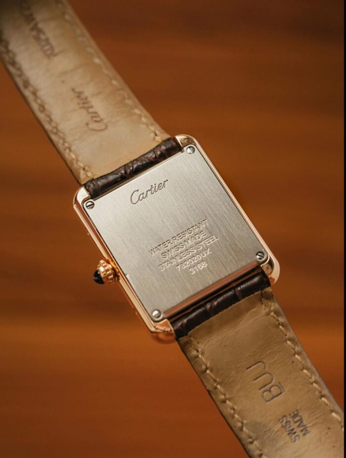 Cartier Tank Medium Size 2023 Rosegold Hardware With Blue Sapphire Crown - Image 4