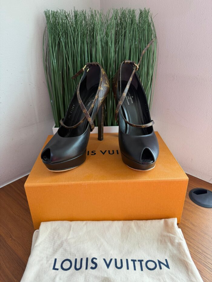 Louis Vuitton Black Monigram Canvas And Leather Temptation Pumps Size 38.5 - Image 3
