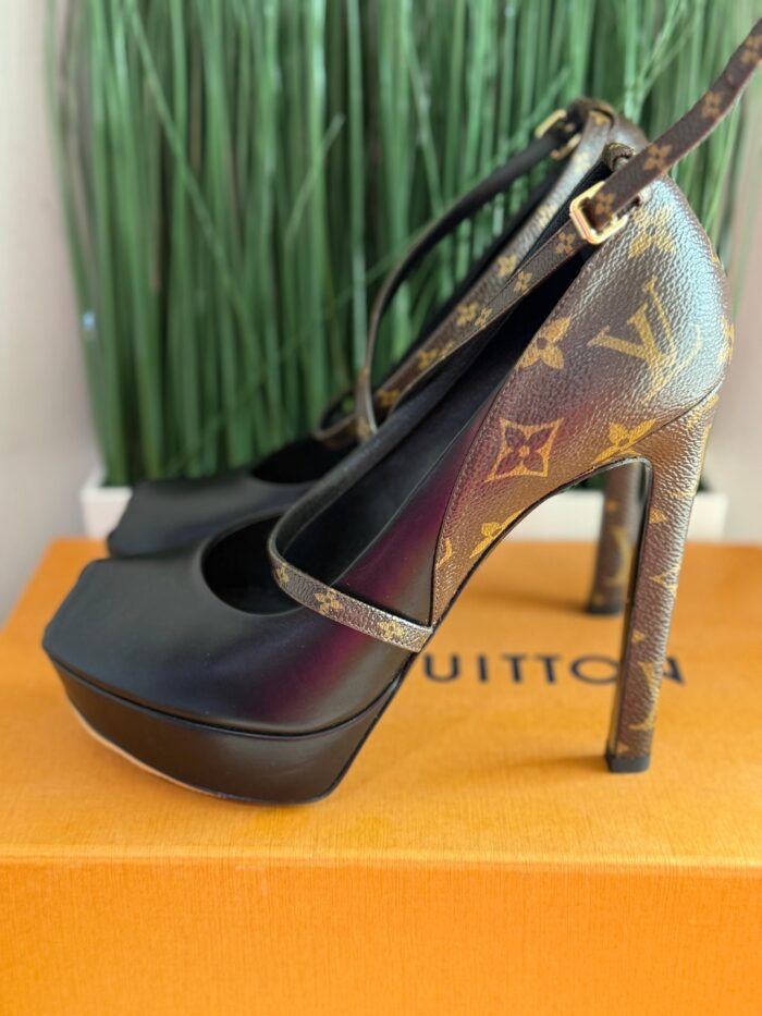 Louis Vuitton Black Monigram Canvas And Leather Temptation Pumps Size 38.5 - Image 2